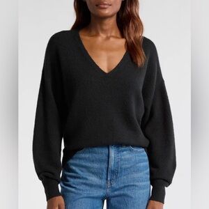 Madewell Wool Blend Charcoal V-Neck Sweater